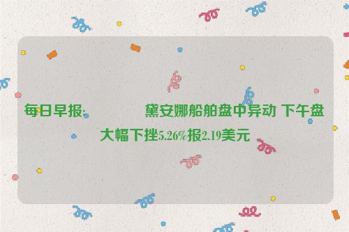 每日早报:🍇黛安娜船舶盘中异动 下午盘大幅下挫5.26%报2.19美元