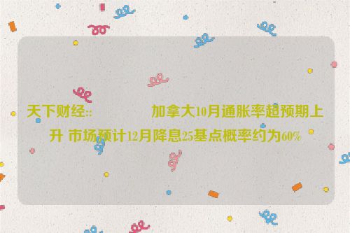 天下财经::🔲加拿大10月通胀率超预期上升 市场预计12月降息25基点概率约为60%