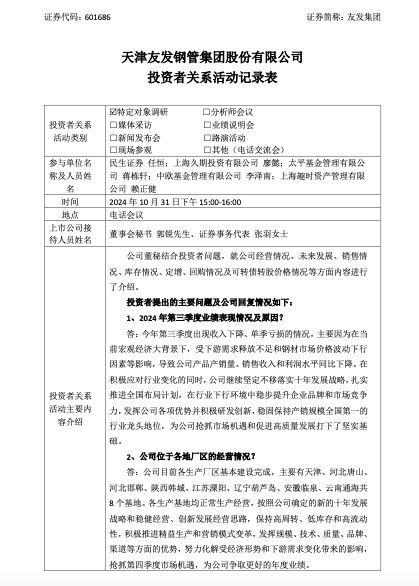 潇湘晨报::⌛友发集团：受下游需求释放不足和钢材价格下行因素等影响致第三季度收入下降、单季亏损  第2张